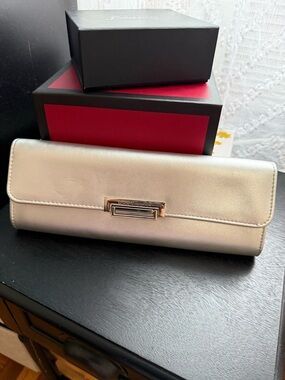 BCBGeneration Metallic Silver Envelope Clutch
